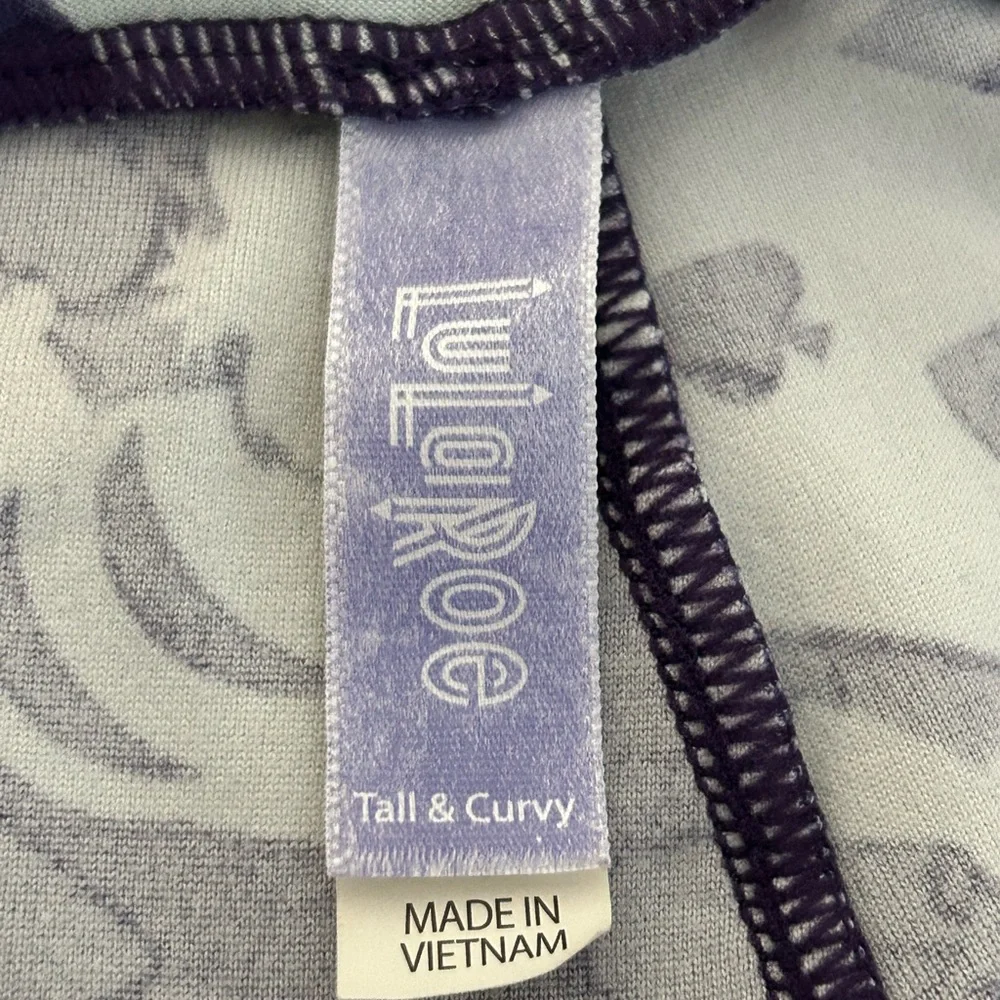 Lularoe Disney Alice in Wonderland Leggings Purple White Size Tall and Curvy TC